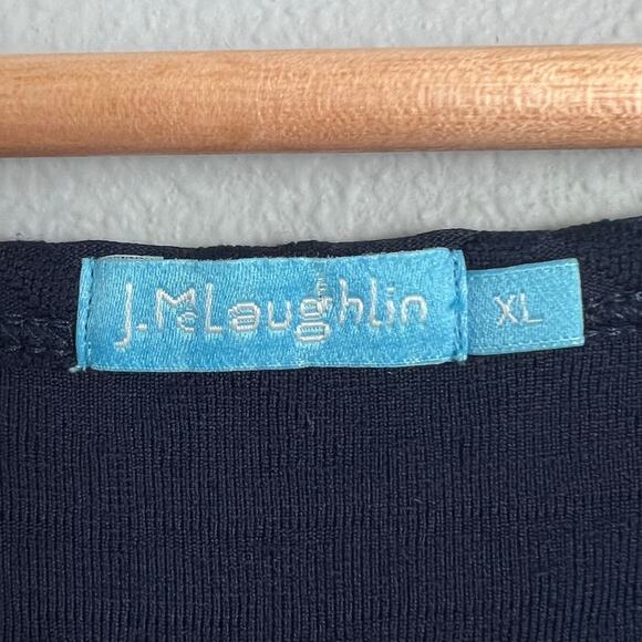 J McLaughlin Womens XL Catalina Cloth Top Navy Textured Geometric Preppy Classic - Picture 5 of 11